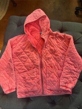 wild fable Quilted Hooded Teddy Jacket in Coral Pink